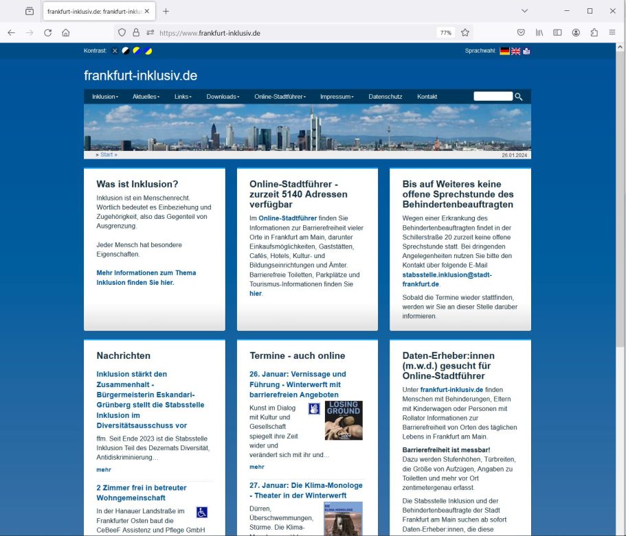 Frankfurt-Inklusiv Foto zeigt Screenshot von frankfurt-inklusiv.de