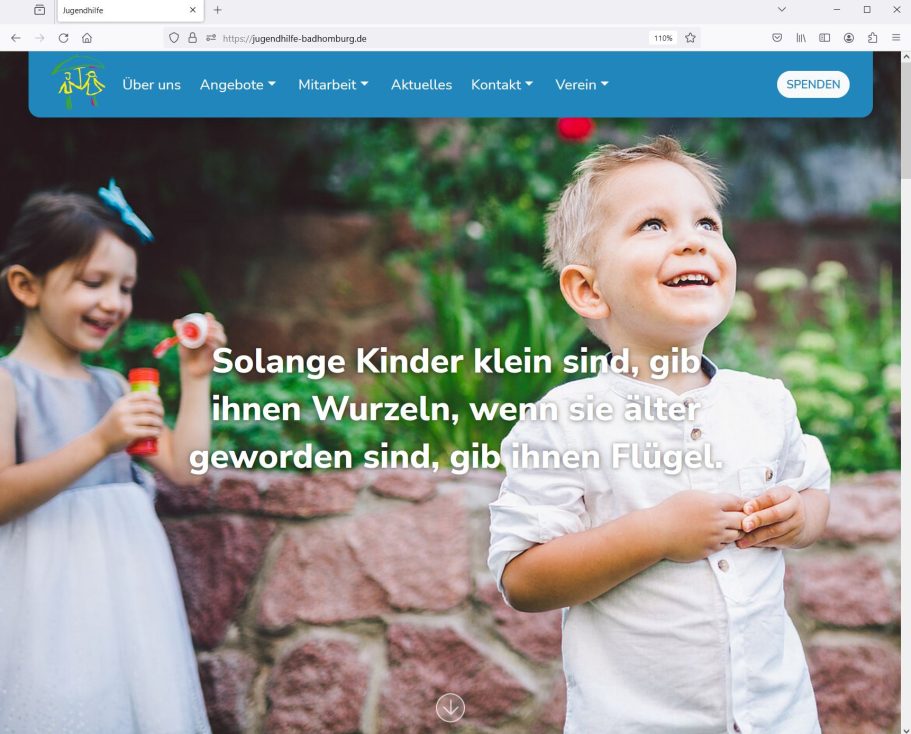 Jugendhilfe Bad Homburg Foto zeigt Screenshot von jugendhilfe-badhomburg.de